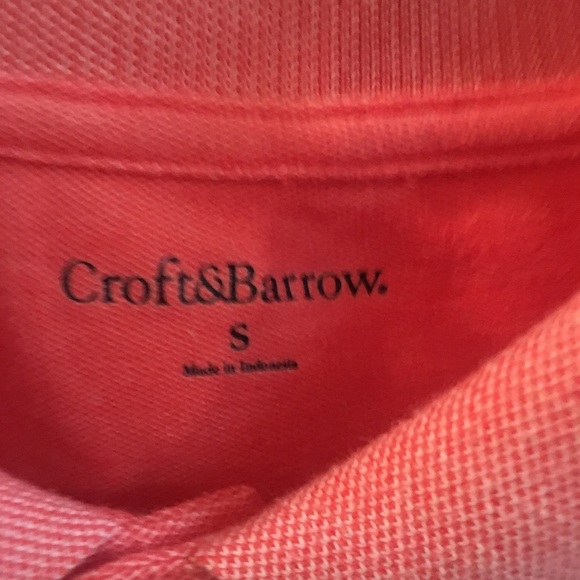 ✨3/$30 Croft Barrow Stripe Salmon Pink Polo Shirt - Picture 3 of 3